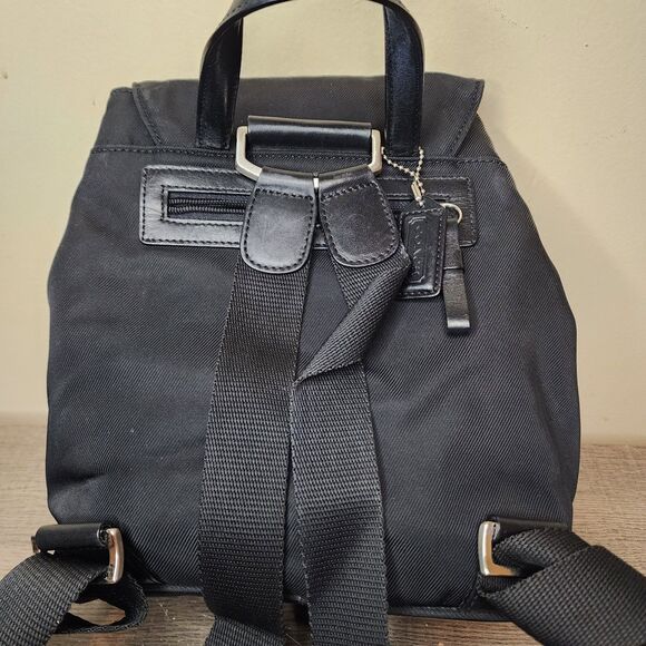 Y2K Mini Backpack Coach Black Nylon Leather Trim E3J-7441 - Picture 2 of 14